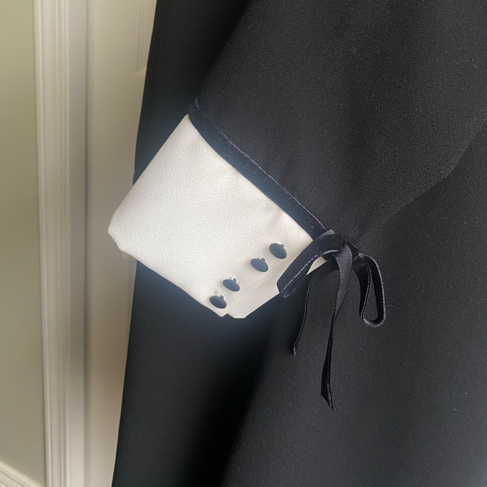 Zara Velvet Bow Black Mini Contrast Collar Dress size L - Picture 5 of 7